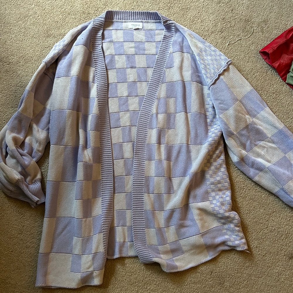 Annie Wear Checker Cardigan - Size Large